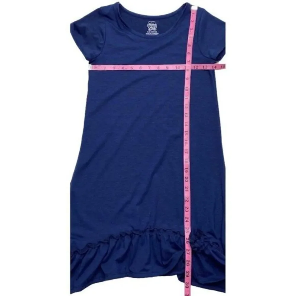 Girls Dress Lot of 2 Purple Chevron and Solid Blue T Shirt Dress Large 10/12 NEW